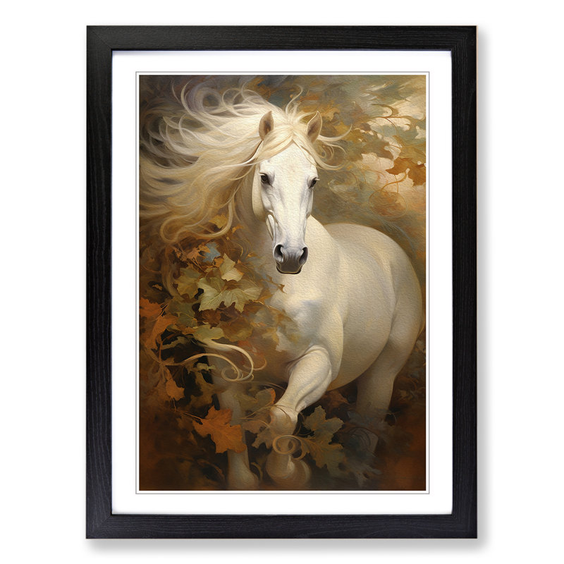 Horse Symbolism No.2 - Single Picture Frame Print on Wood, 64cm H x 46cm W x 2cm D, Black Framed