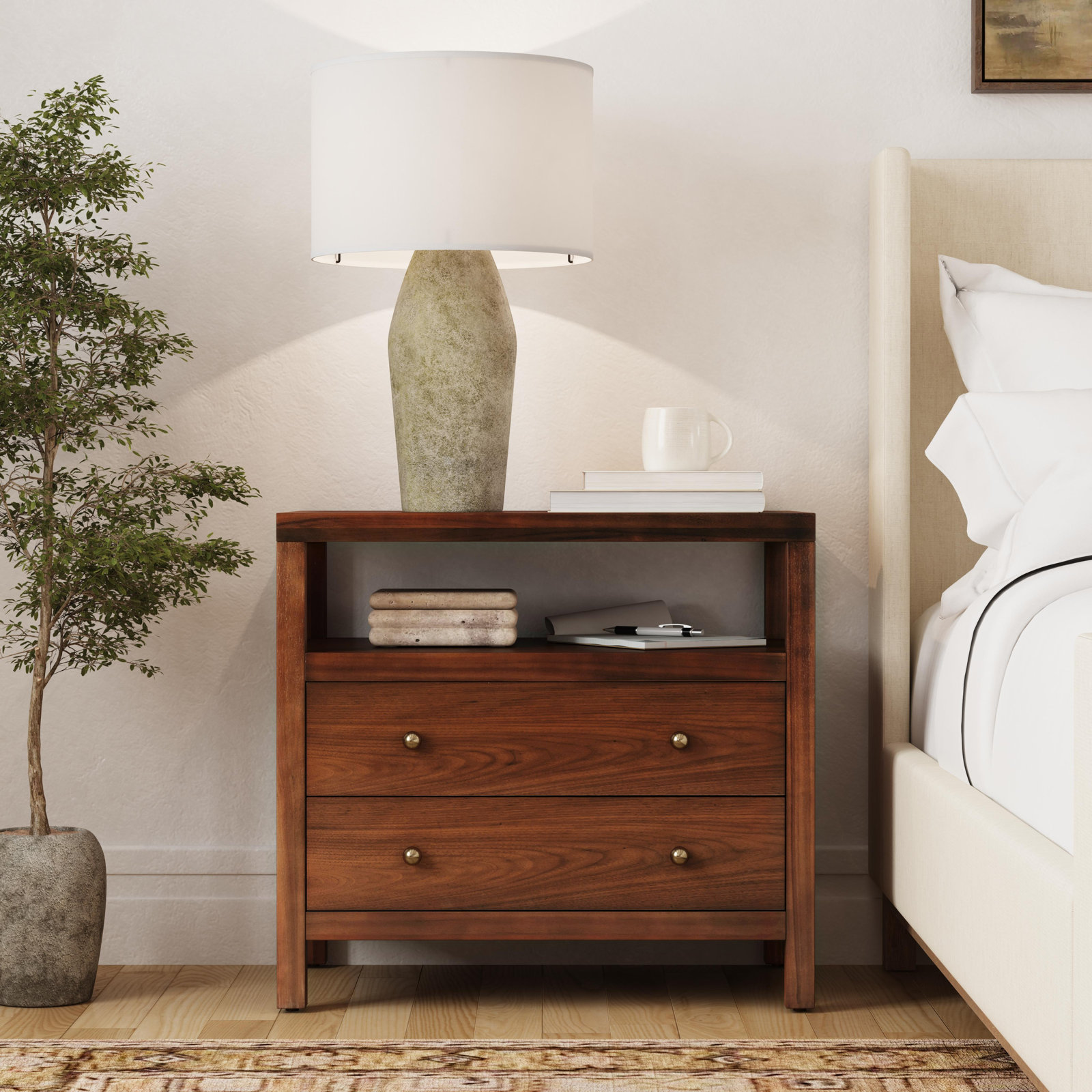 Celine 28" Acacia Nightstand, Walnut