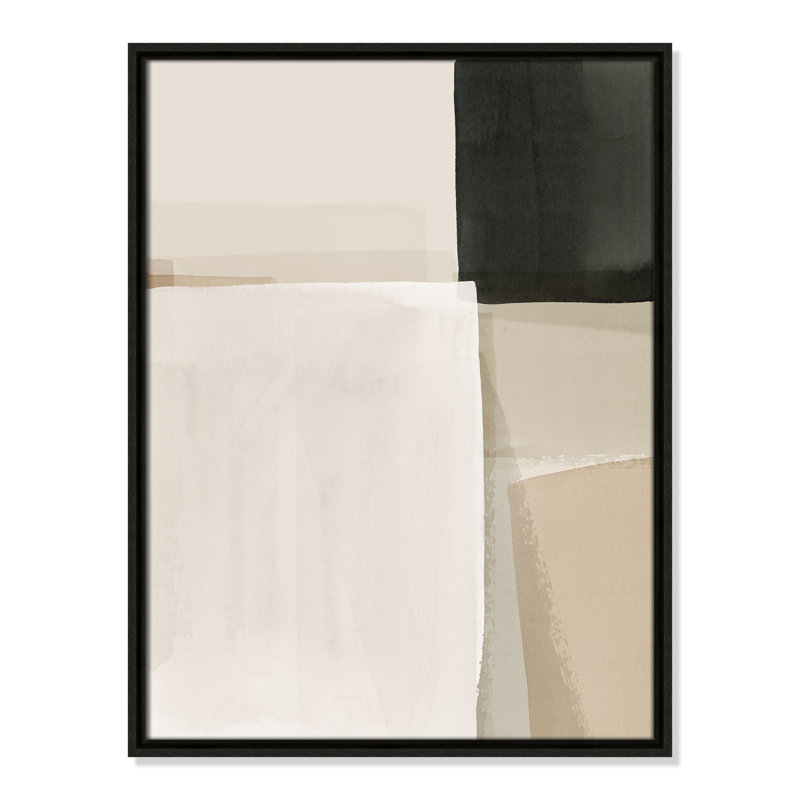 Imprimé géométrique discret dans des tons calmes par Hazel J, Toile avec cadre, 19.5'' W x 25.5'' H, Espresso Floater