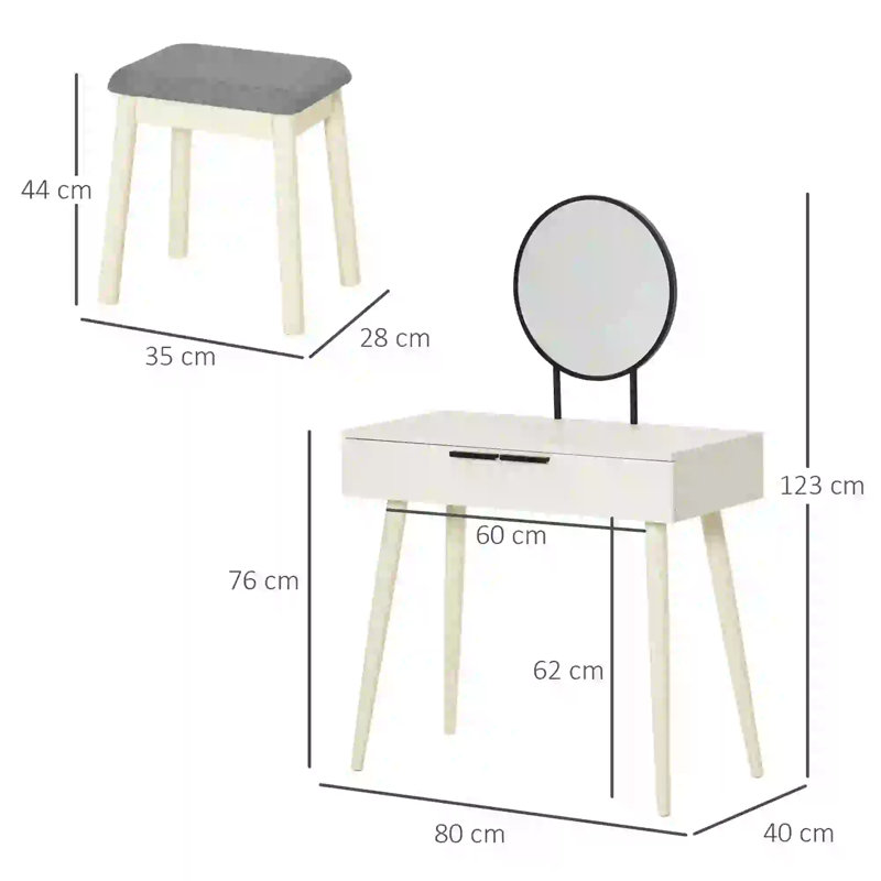 Haymark Dressing Table with Mirror, White/Black