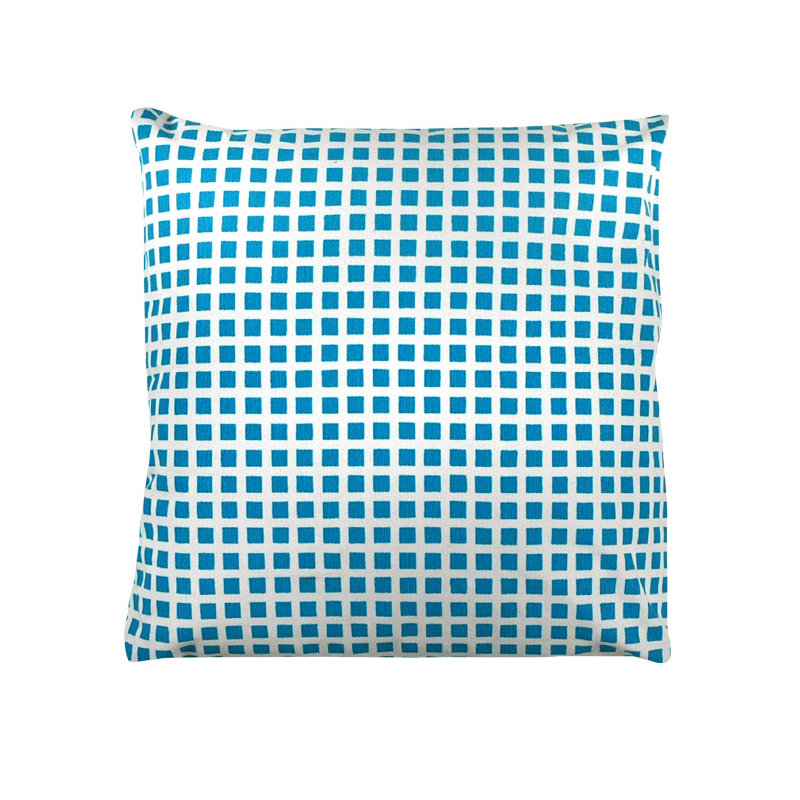 Coussin 100% coton Vera Squares, Bleu pastel