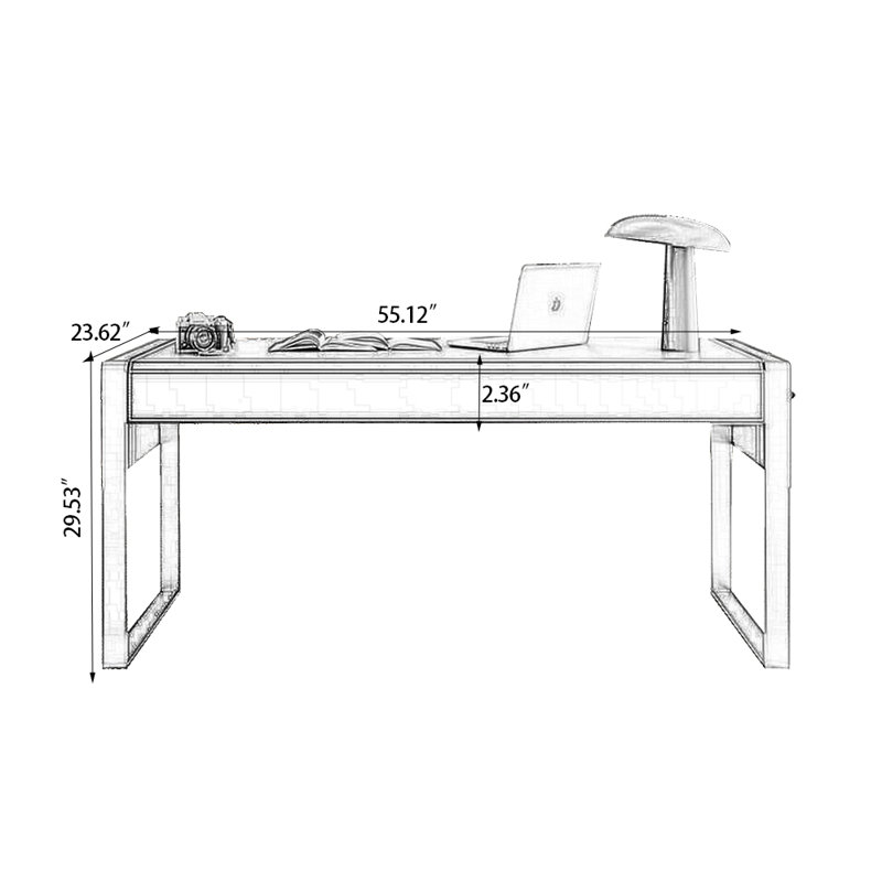 GI802006815820&Color&Size Steel Writing Desk, H 29,53 po x l 55,12 po x P 23,62 po, Beige / blanc