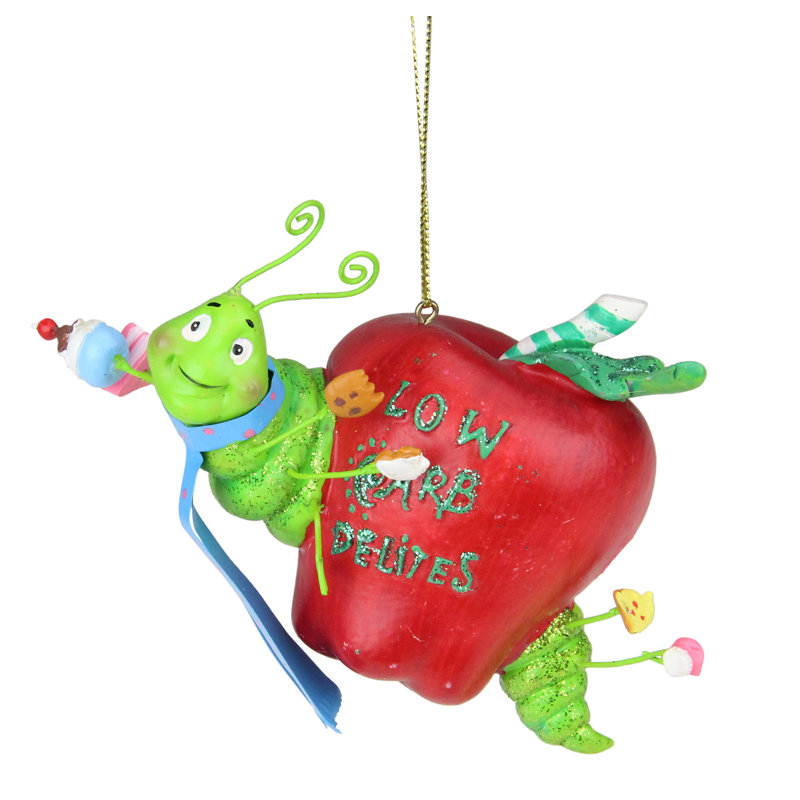 Ornement de Noël 4 "Red and Green Worm" "LOW CARB DELITES"