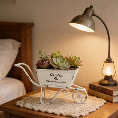 Contenant à fleurs rétro en forme de monicycle en métal - pot de fleurs décoratif de jardin de 11,5 pouces