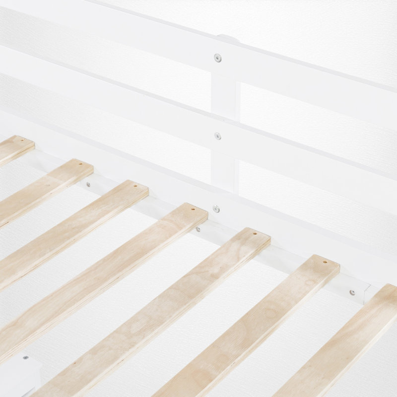 Lit mezzanine avec bureau intégré et garde-robe, Simple, Blanc
