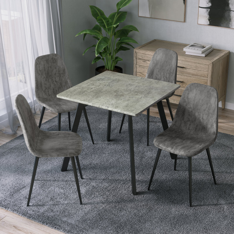 4 -Person Dining Set, Concrete, Dark Grey