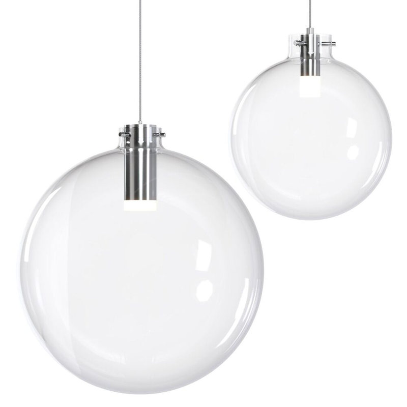 1 - Light Sphere Globe LED Pendant, 12.8" H x 12" W x 12" D, Polished Chrome