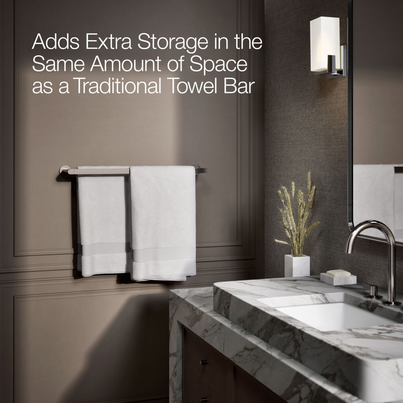 24" Wall Mounted Double Towel Bar, Titanium