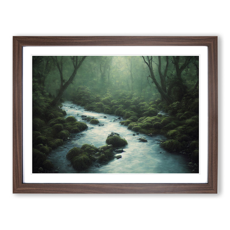 Amazing Forest Stream - Framed Print, 34cm H x 46cm W x 2cm D, Walnut