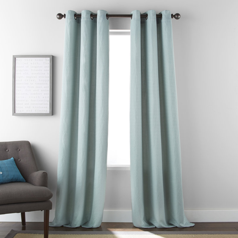 Kreitler Semi Sheer Curtain Pair, Mineral Blue