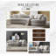 Canapé avec 6 coussins beige Boucle