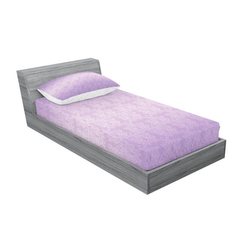 Ensemble de drap-housse et taies décoratives lilas Ambesonne, Ensemble de draps pour lit simple avec deux taies 