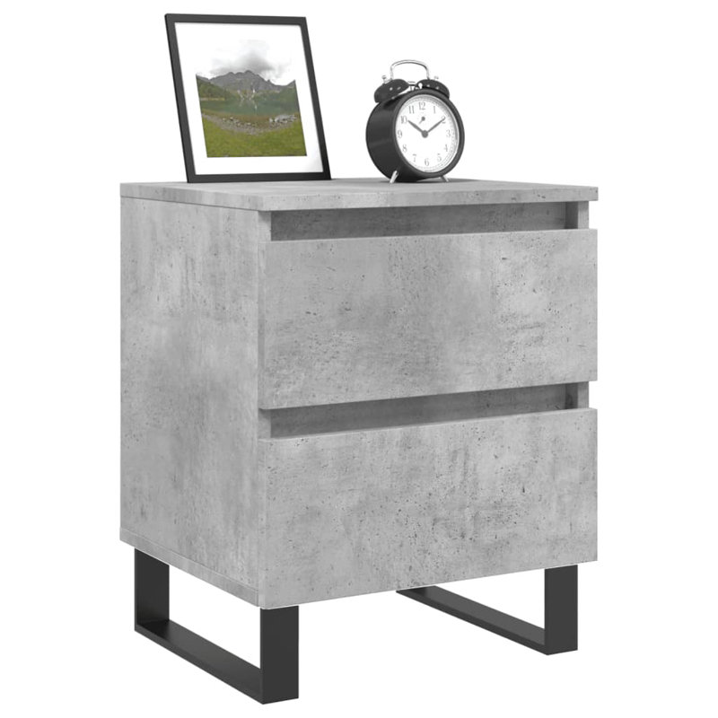 Mikaia 40cm W Iron Bedside Table, Concrete Grey