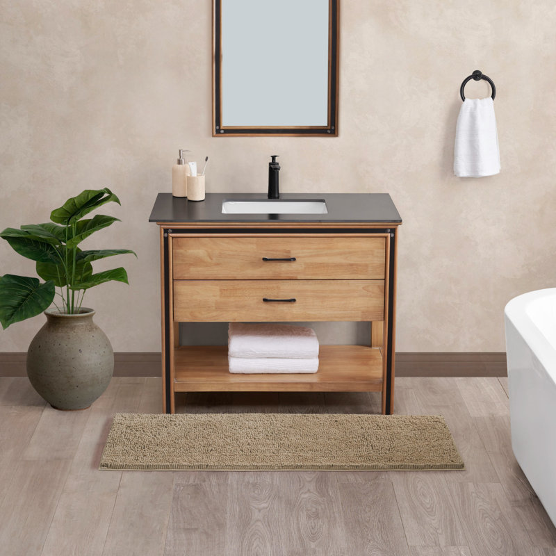 Non-Slip Bath Mat - Basics by Wayfair™, Linen, Single - 24" L x 60" W