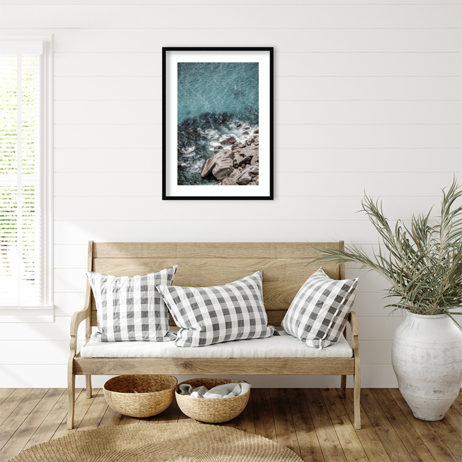 Pacetti "Aqua Sea Shores" Print, 33" H x 24" W, Black