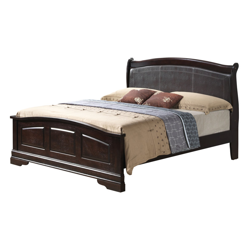 Citronelle Bed With Faux Leather Panel Headboard, King, Cappuccino