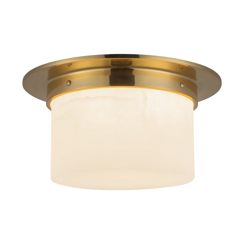Mineral 11-in Brass Flush Mount, Alabaster, Brass