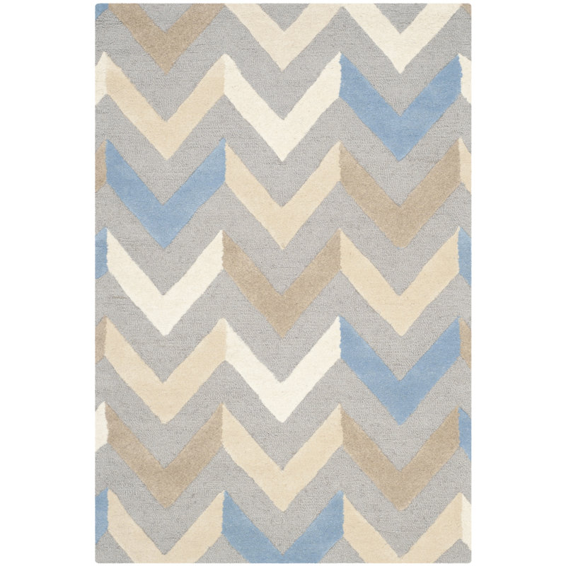 Aundray Hand Tufted Wool Chevron Rug, Rectangle 5' x 8'