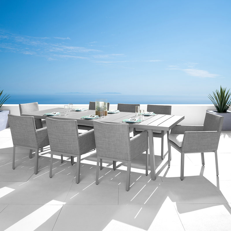 Shiey Sling 9 Piece Patio Dining Set - Beige Fennel, Gray