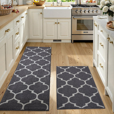 Kitchen Mats 2-Piece Non Slip,Absorbent Dirt-Resistant Machine Washable Rug for Laundry,Entry