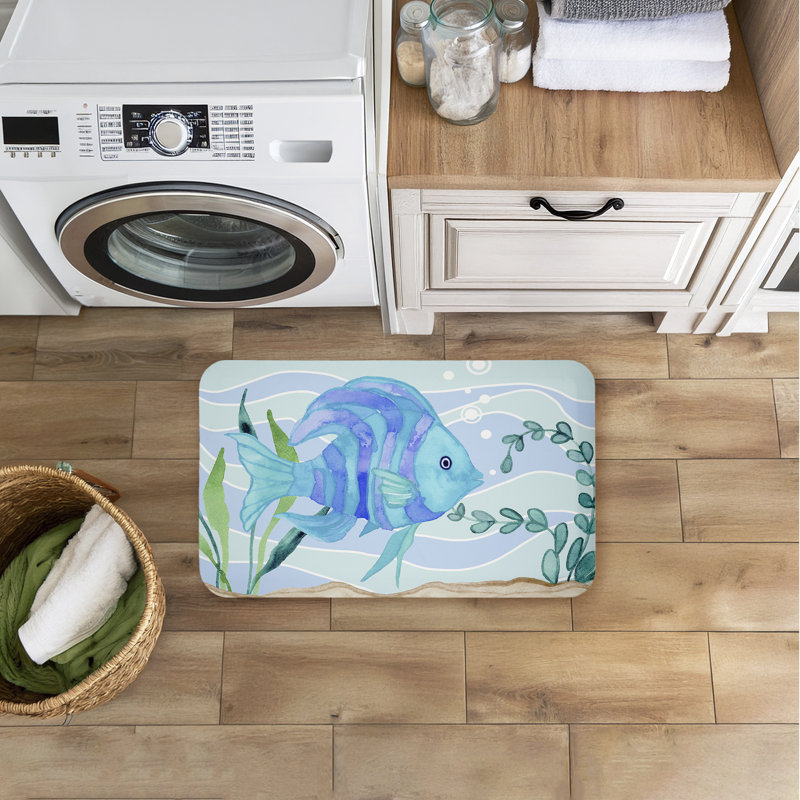 Tapis de sol anti-fatigue Fun Blue Fish, Poisson bleu amusant sous l'eau