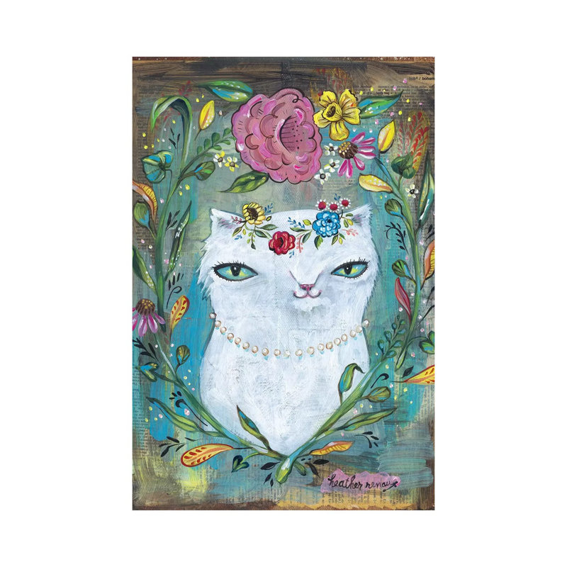 " White Kitty " by Heather Renaux, Wrapped Canvas, No Mat, 60" H x 40" W x 1.5" D