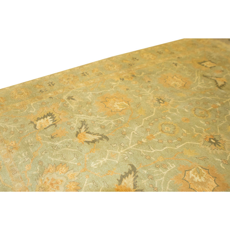 Hand Knotted Wool Area Rug in Green