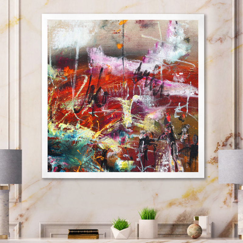 Musique, peinture abstraite - sur, Cadre photo blanc, H 36 po x l 36 po x P 1,5 po
