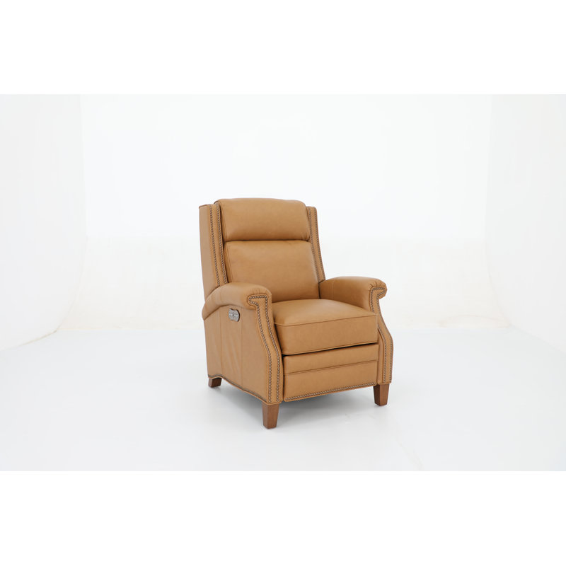 Vladka 34.5" Wide Leather Power Wing Chair Recliner, Brown