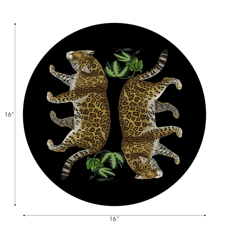 Leopard Seeing Double Pebble 16" Vinyl Placemat, Black
