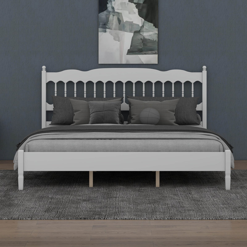 Lit plateforme Wood, Très grand lit, Blanc