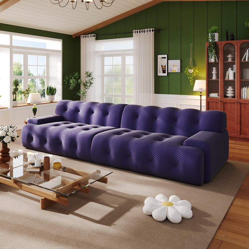 118" W 2-Pieces Modular Sectional Sofa Upholstered Sofa For Living Room, Purple