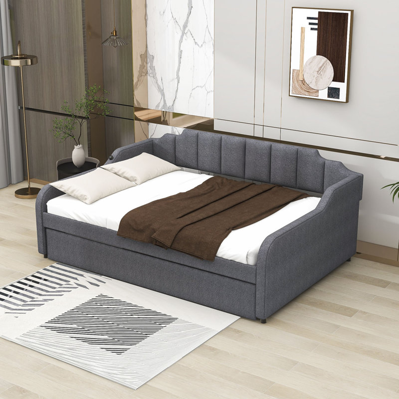 Palomino Full Size Upholstered Daybed with Trundle