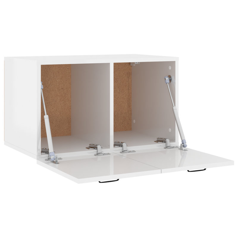 Latitude Run Wall Cabinet Concrete Grey 60X36.5X35 Cm Engineered Wood, High Gloss White