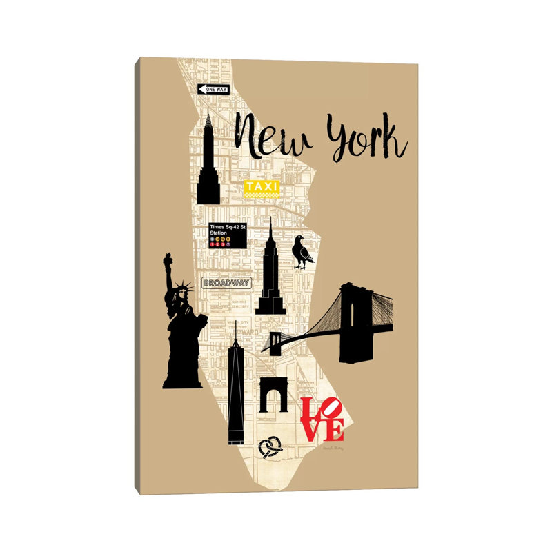 City Map - New York by Amanda Murray - Wrapped Canvas Print, 20.32 cm H x 30.48 cm W