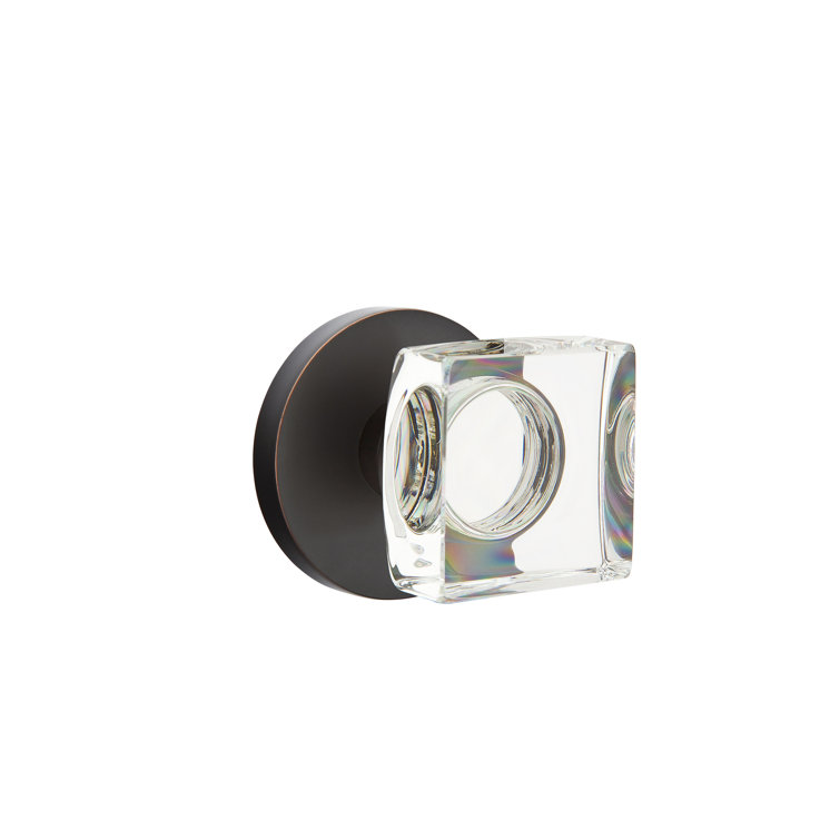 Passage Modern Square Crystal Knob with Disc Rose