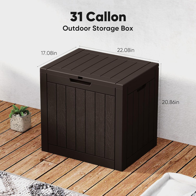 Rangement extérieur verrouillable en résine résistant aux intempéries 31 gallons pour livraison sécurisée et rangement intérieur