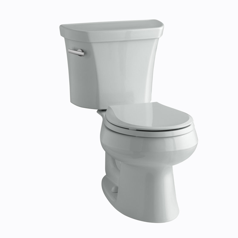 Toilette deux pièces ronde économe en eau 1,28 gallon par chasse Wellworth® (siège non inclus), Gris glacé, Côté gauche