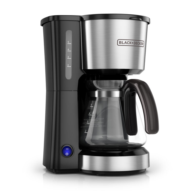 Black and Decker 4-in-1 Coffee Station 5-Cup Coffee Maker in Stainless Steel Black Black+decker