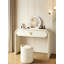 Ensemble de coiffeuse de chambre à coucher en bois massif léger et luxueux avec tabouret et miroir DEL