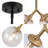 2-Light Black & Gold Globe Haning Pendant Lamp with Seeded Glass Shade
