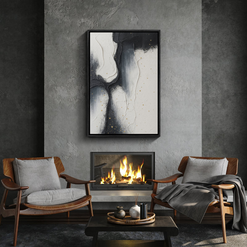 Art mural encadré abstrait rétro antique classique pour chambre à coucher, H 36 po x l 24 po, Noir, noir, noir, noir