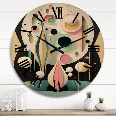 Métamorphose géométrique de l'éveil IV - Horloge murale moderne surdimensionnée en bois