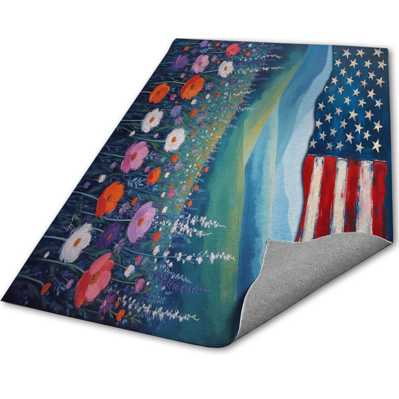 Paysage avec tapis US Flagarea, Rectangle 5 pi x 7 pi