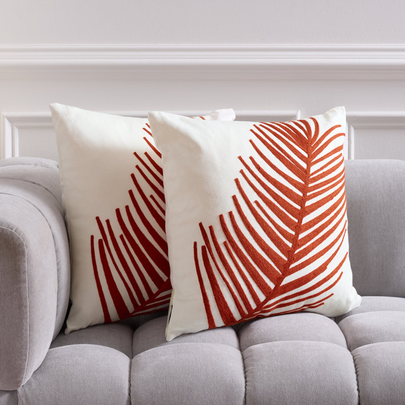 Floral Feather Reversible Throw Pillow