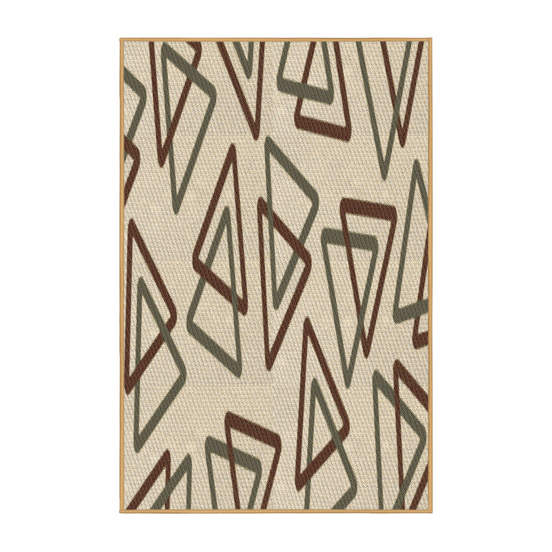Tapis décoratif géométrique brun/beige/vert trisler, Tapis de couloir 2 pi x 5 pi