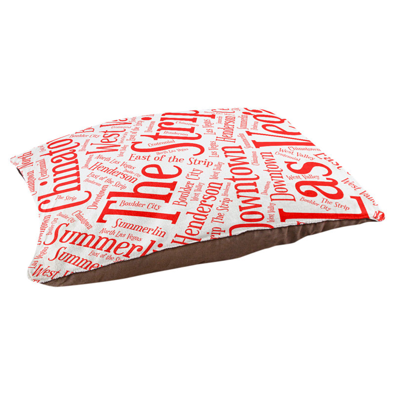 Coussin de chien « districts », Moyen (H 9,5 po x l 28 po x P 18 po), Rouge, Las Vegas