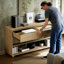 Console en bois massif avec tiroirs et tablettes-202195322