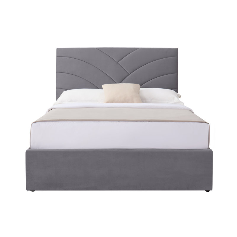 Bayson Upholstered Double (4'6) Bed, Grey, Pearl