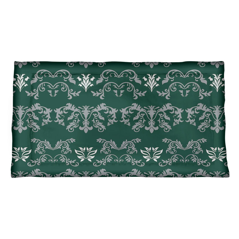 Football Baroque Pattern Pillow Sham, Standard, Polyester, Green/Gray/White
